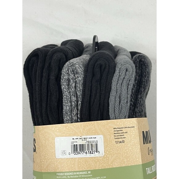 Muk Luks Tall Boot Socks Mid Calf Height Super Soft 6 ct Women's 6-11 Men's 6-10 - Picture 5 of 7